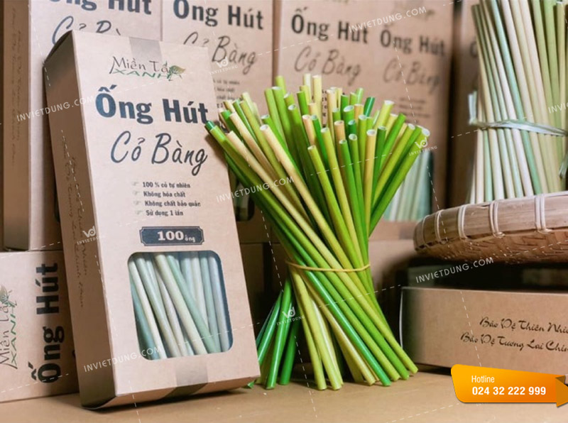 Mẫu bao bì hộp đựng ống hút bằng chất liệu giấy kraft tái chế