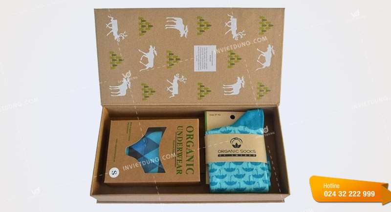 Mẫu vỏ hộp được in ấn bằng giấy kraft dùng để đựng tất vớ