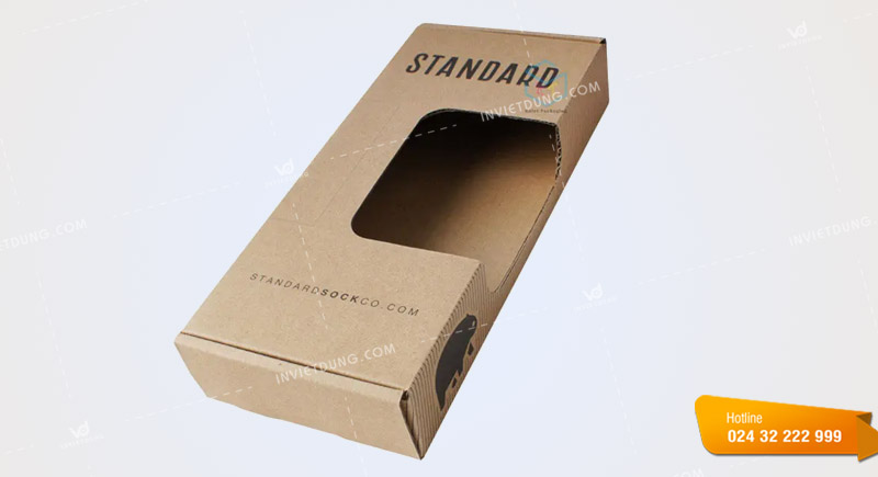 Hộp giấy carton sóng đựng tất được thiết kế có đục lỗ