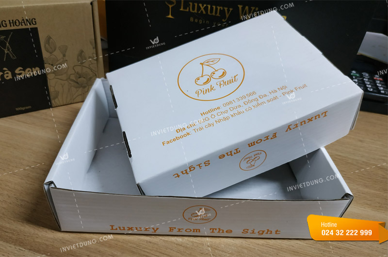 Mẫu hộp đựng trái cây bằng chất liệu giấy carton bồi giấy ivory