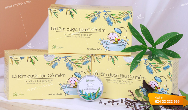 Mẫu hộp đựng lá tắm dược liệu thương hiệu Cỏ Mềm