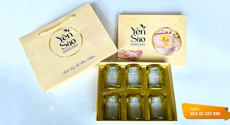 Mẫu hộp giấy đựng yến 6 hũ