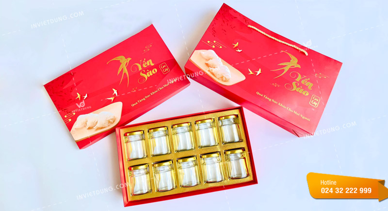 Mẫu hộp giấy đựng hũ yến do In Việt Dũng thiết kế và in ấn