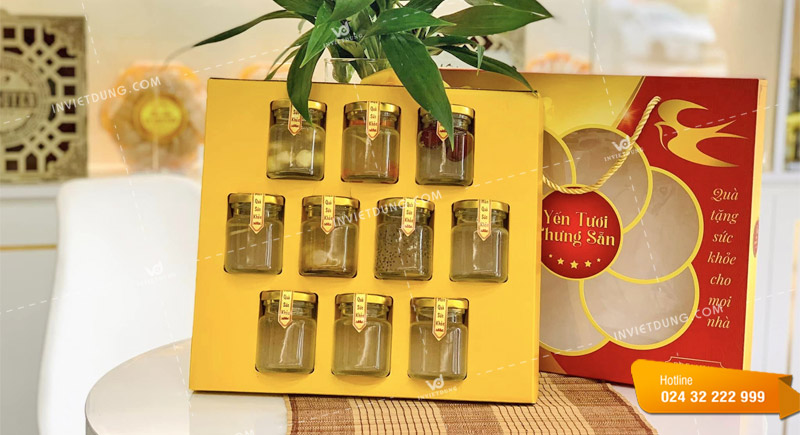 Mẫu hộp giấy đựng yến sào 6 hũ chuyên nghiệp