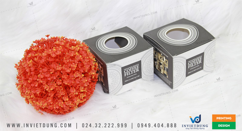In vỏ hộp giấy đựng phin cà phê cao cấp do In Việt Dũng thiết kế và in ấn