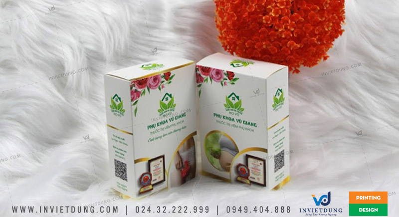 Mẫu vỏ hộp thuốc phụ khoa ấn tượng do In Việt Dũng thiết kế và in ấn
