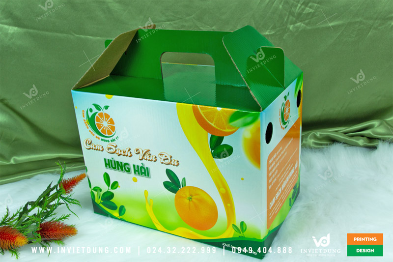 Mẫu hộp carton đựng cam sạch Vân Du Hùng Hải