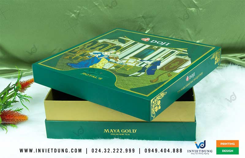 Mẫu hộp cứng đựng trà Maya Gold