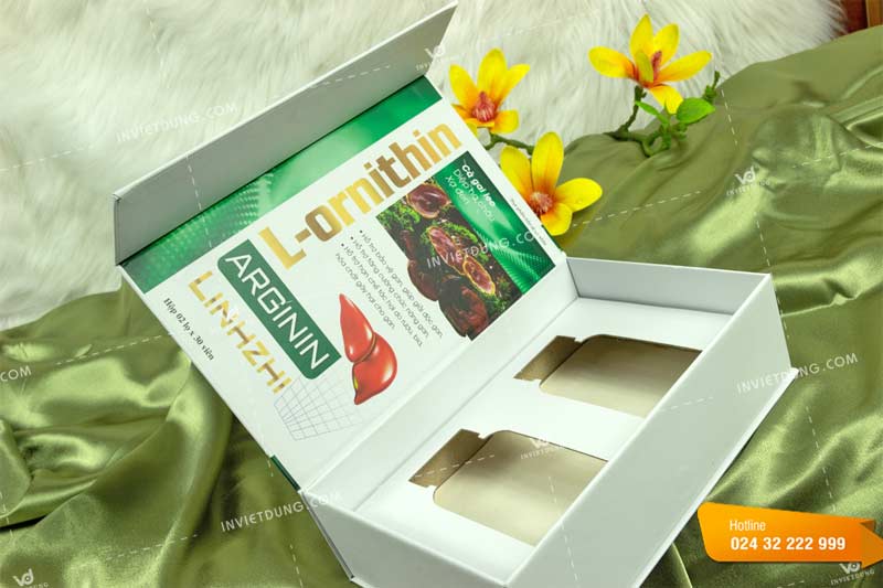 Mẫu hộp cứng đựng viên uống bổ gan L'ornithin