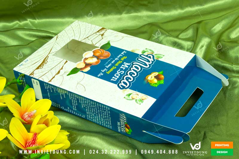 Mẫu hộp giấy đựng hạt dinh dưỡng Macca