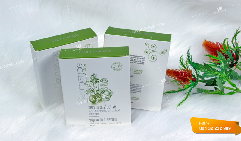 Mẫu hộp giấy đựng serum Sev’Active kiểu dáng cài đầu khoá đáy