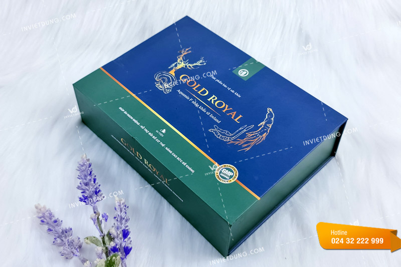 Mẫu hộp đựng thực phẩm bảo vệ sức khoẻ Gold Royal