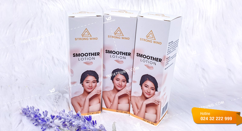 Mẫu hộp đựng kem dương Smoother Lotion do In Việt Dũng thiết kế và in ấn