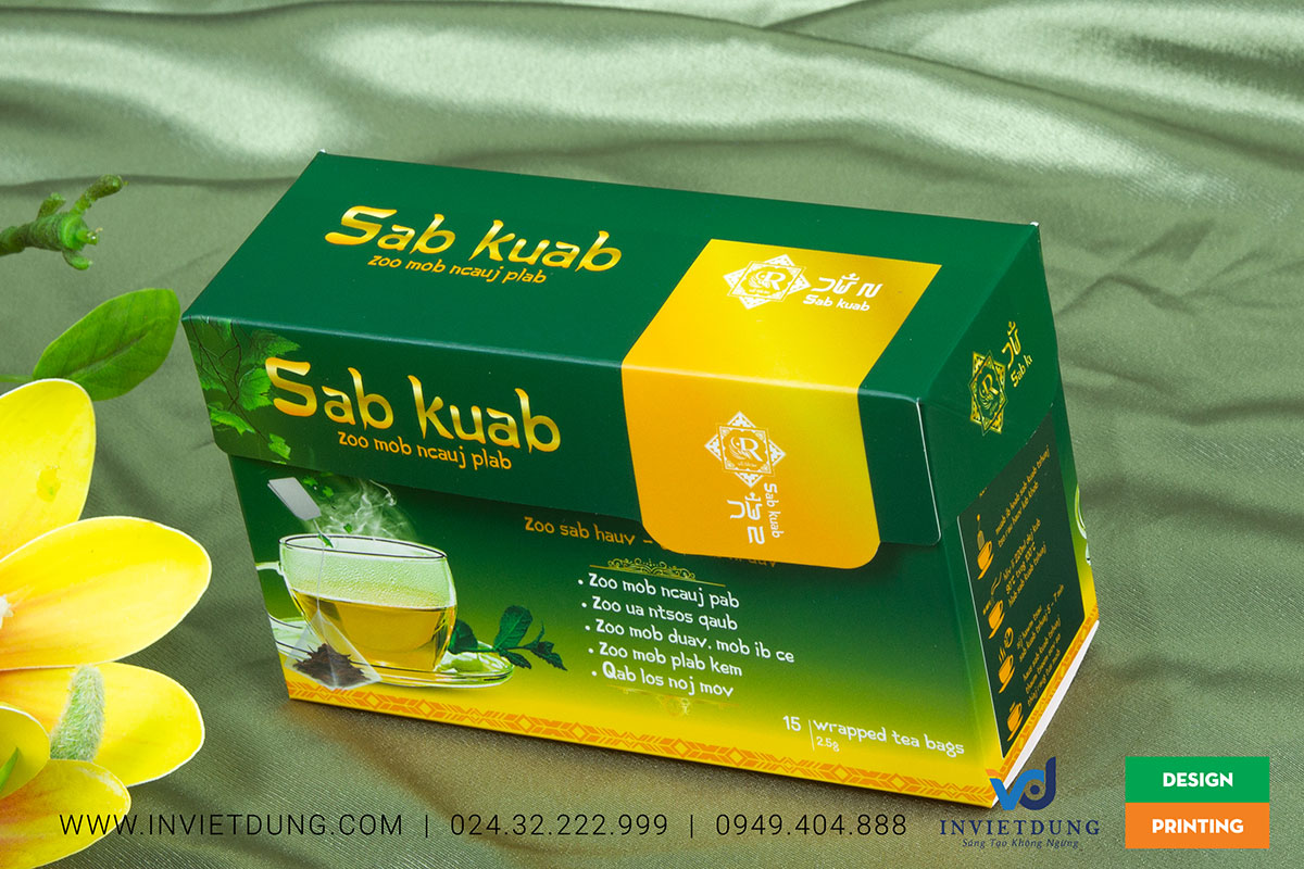 Mẫu bao bì giấy cao cấp đựng trà Sab kuab đẹp