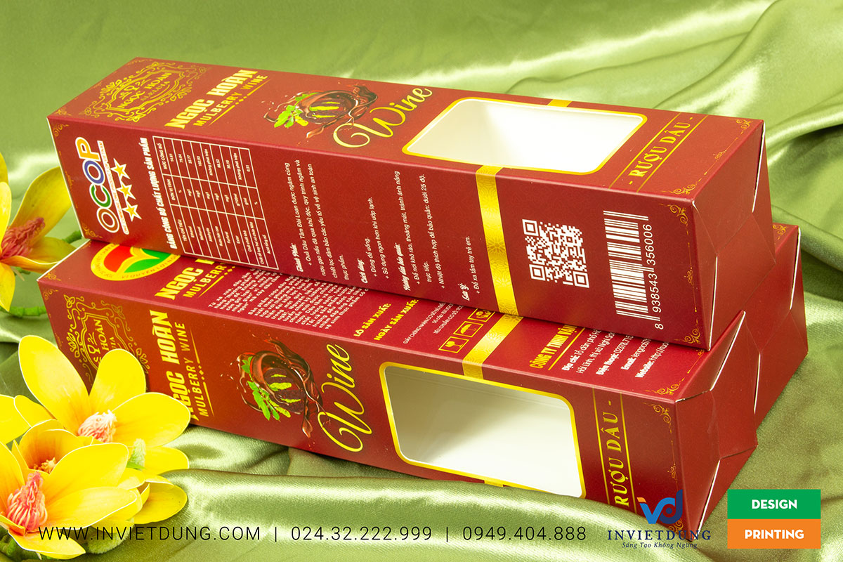Mẫu vỏ hộp giấy đựng rượu Dâu Ngọc Hoàn