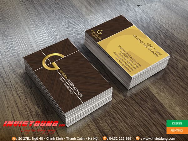 In Card visit đẹp Mẫu in visit card cho công ty thiết kế nội thất Gia Khánh