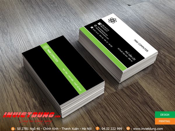 In Card visit đẹp Mẫu card visit cửa hàng máy tính Max Computer