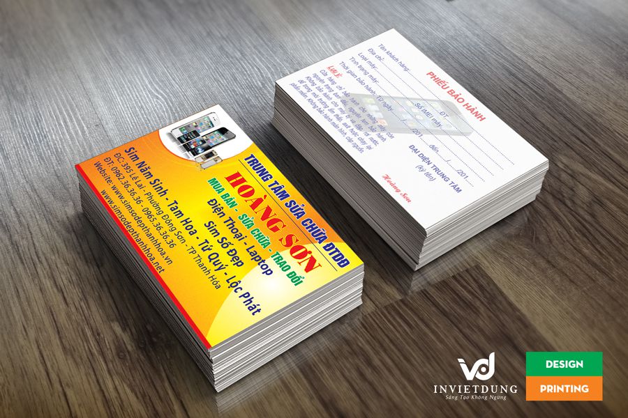 In card visit cửa hàng điện thoại Hoàng Sơn