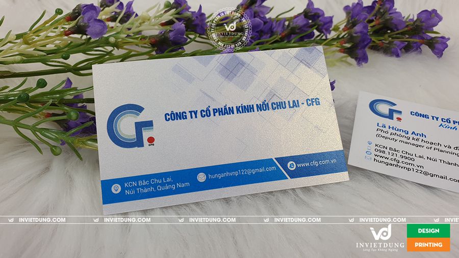 Mẫu danh thiếp giấy mỹ thuật cho công ty cổ phần kính nổi Chu Lai