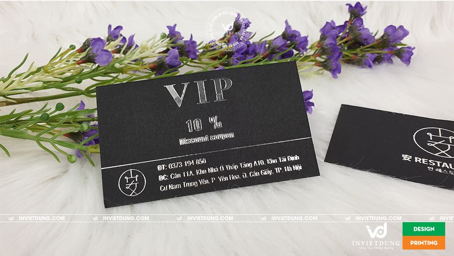 In card visit thẻ VIP giảm giá 10% cho nhà hàng