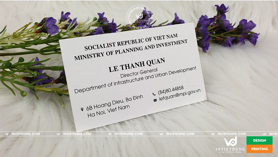 In card visit giấy mỹ thuật cho lãnh đạo bộ kế hoạch và đầu tư