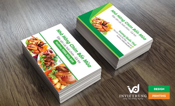 Mẫu card visit nhà hàng chim bốn mùa đẹp