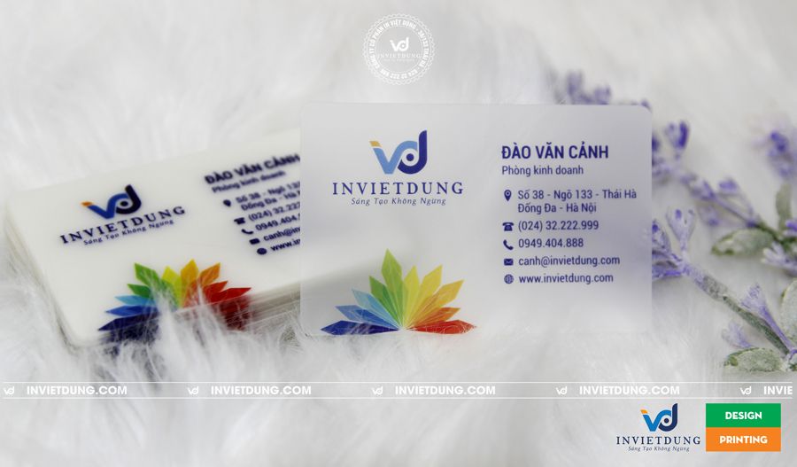 Mẫu name card nhựa trong mờ in 1 mặt