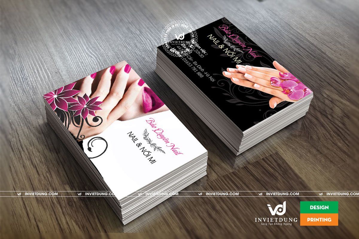 In card visit tiệm Nails và nối mi