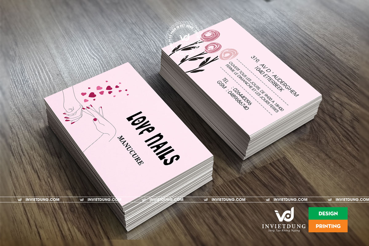 Mẫu name card đẹp Love Nails