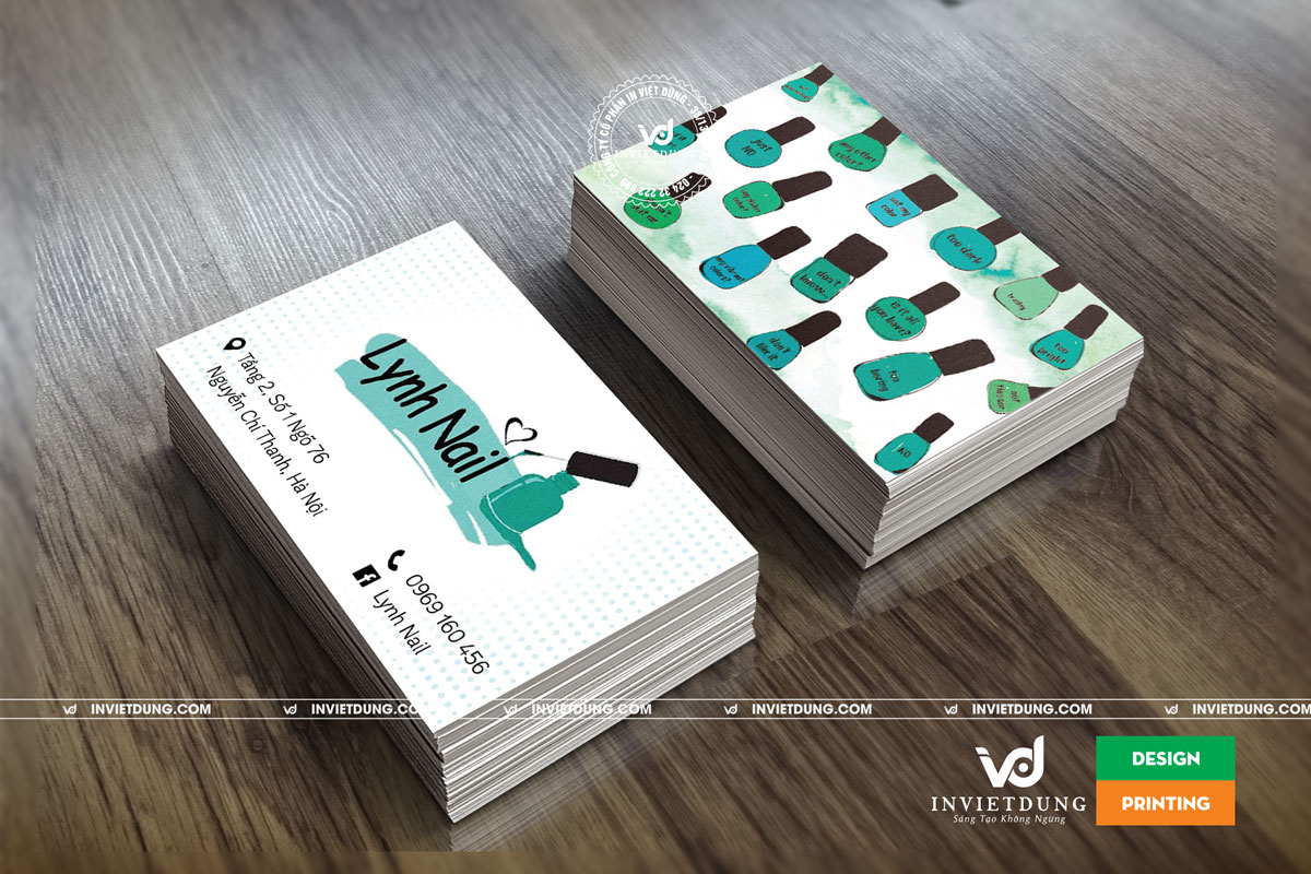 In card visit đẹp tiệm Nail Lynh