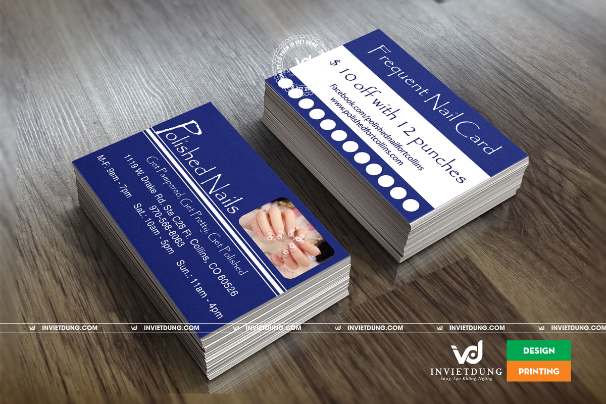 In card visit tiệm Nails cho khách hàng Việt Nam đang làm việc ở nước ngoài