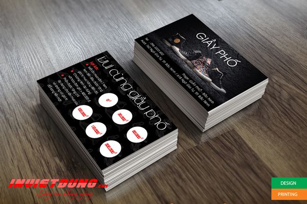 Mẫu card visit đẹp cửa hàng giầy dép quần áo