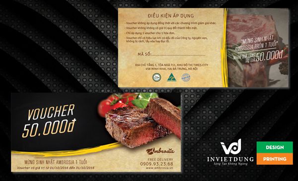 Mẫu voucher nhà hàng nổi tiếng Ambrosia