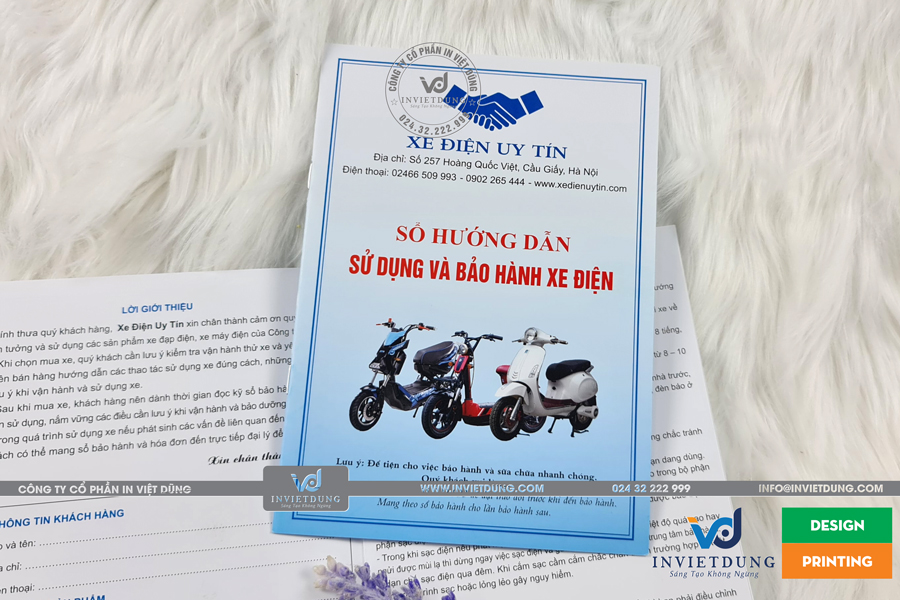Sổ hướng dẫn sử dụng và bảo hành xen điện của cửa hàng Xe Điện Uy Tín