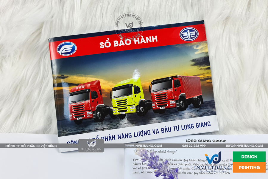Sổ bảo hành oto tải công ty Long Giang