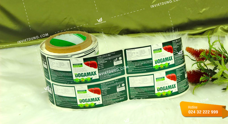 In tem nhãn cuộn dán thực phẩm chức năng Dogamax