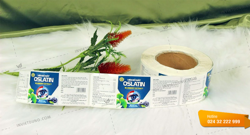 Mẫu decal cuộn dán sản phẩm viên bổ mắt Oslatin