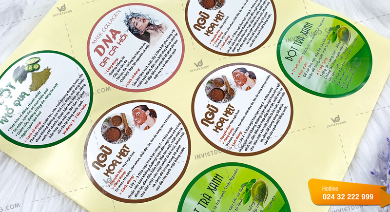 In sticker dán trên hộp mặt nạ Ngũ hoa hạt