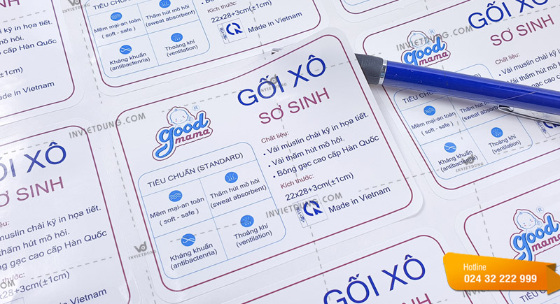 In sticker dán trên gối xô cho trẻ sơ sinh của thương hiệu Goodmama
