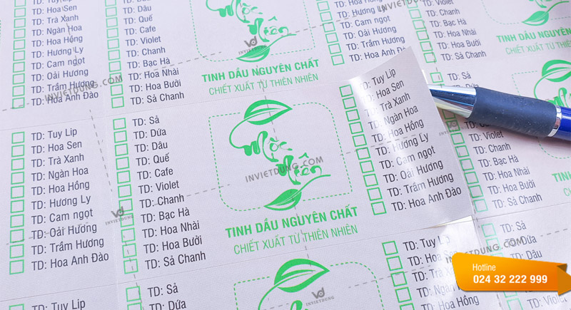 In nhãn dán cho chai lọ tinh dầu thiên nhiên đẹp và đầy đủ thông tin