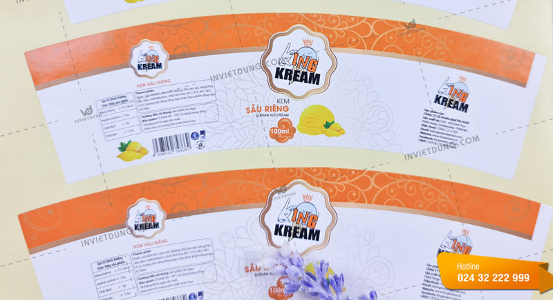In nhãn dán hộp sản phẩm kem với thiết kế đẹp và độc đáo