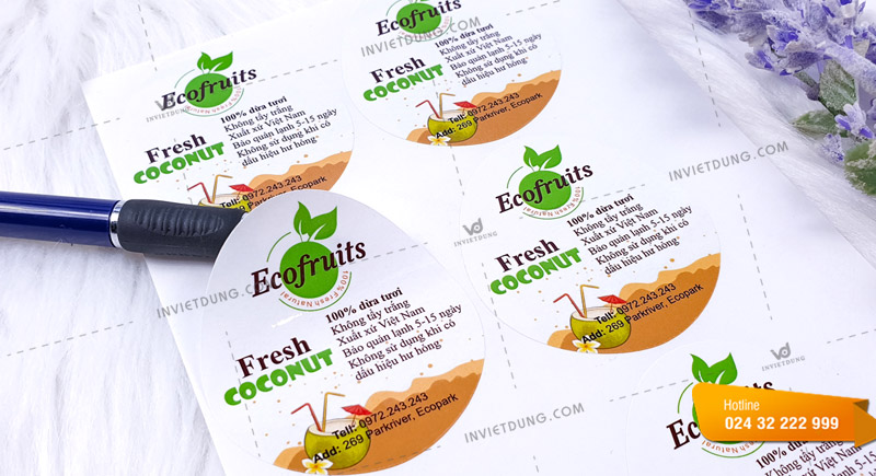 In sticker dán trên chai nước dừa với thiết kế đẹp mắt và chuyên nghiệp
