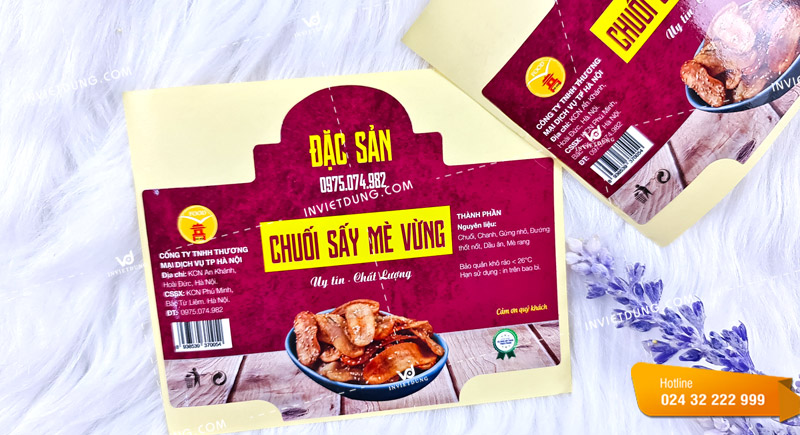 In sticker dán trên hộp thực phẩm đẹp và ấn tượng