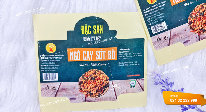 In sticker dán trên hộp thực phẩm đẹp và ấn tượng