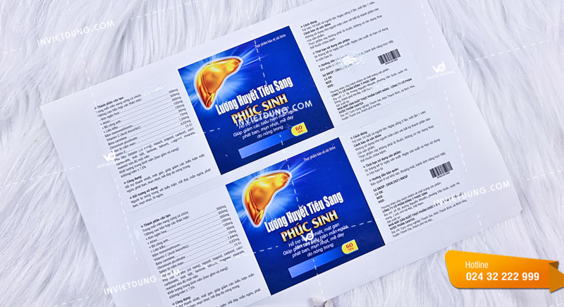 In sticker dán lọ thực phẩm chức năng Lương huyết tiêu sang Phúc Sinh