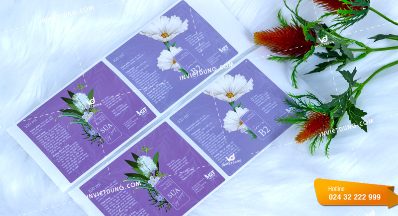 In decal giấy dán trên chai dầu gội B2 đẹp ấn tượng