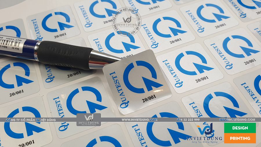 Mẫu decal bạc quatest dán sản phẩm