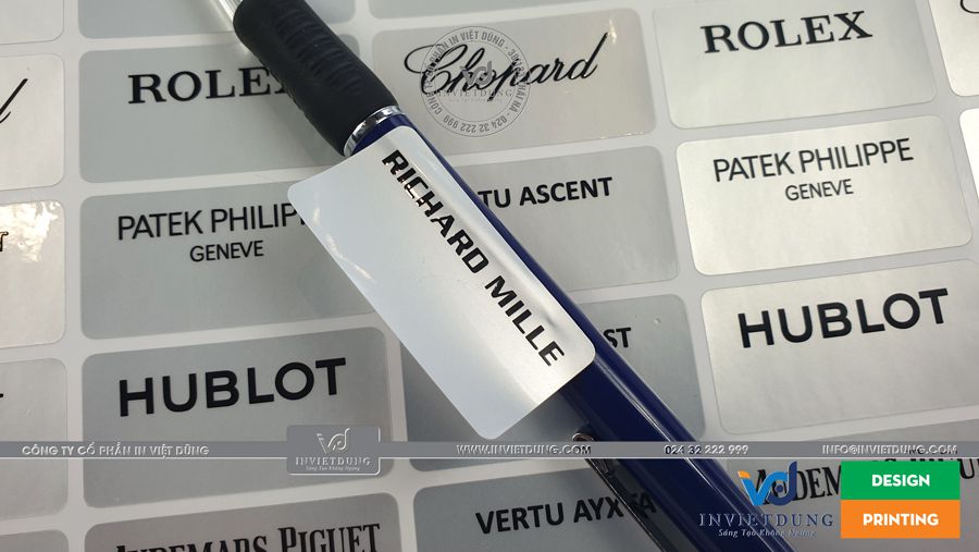 In decal bạc nhám dán hộp đồng hồ cao cấp