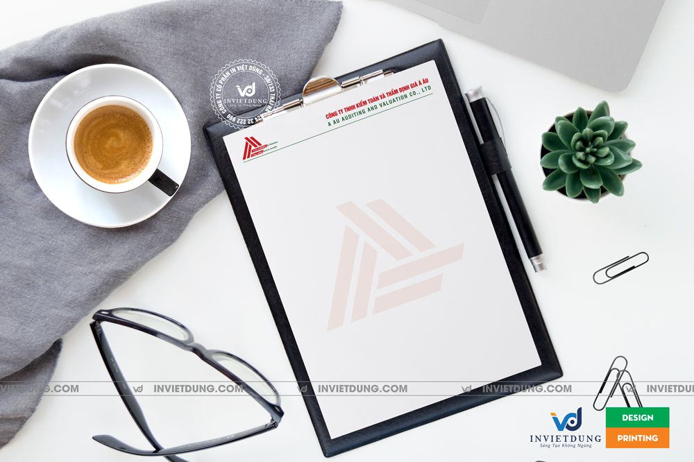 Mẫu letterhead đẹp công ty kiểm toán và thẩm định Á Âu