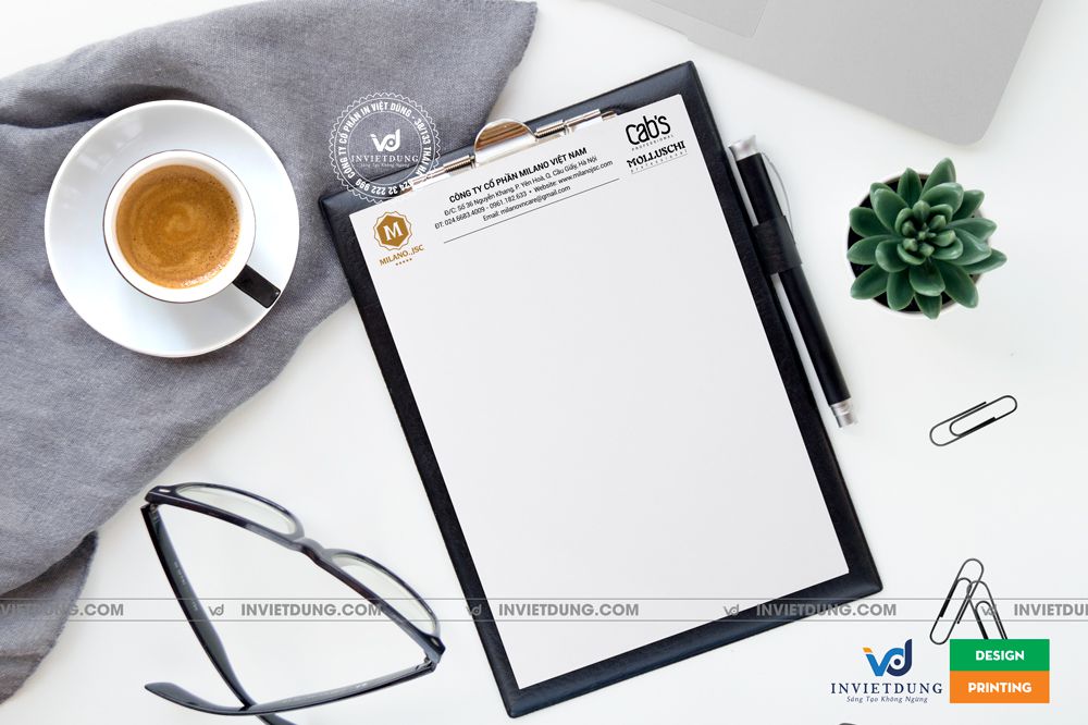 Tiêu đề thư được in offset sắc nét